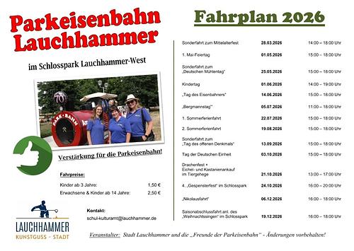Fahrplan Parkeisenbahn 2026